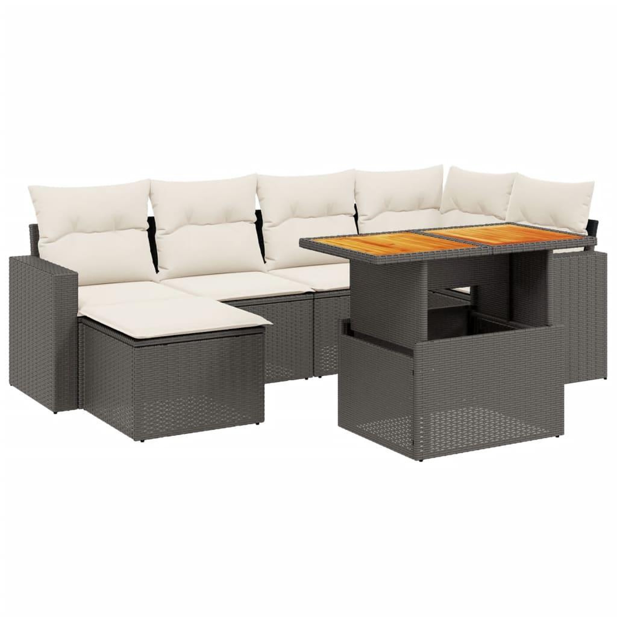 Voir la diapositive 2 : VIDAXL Salon de jardin 7 pcs avec coussins noir resine tressee