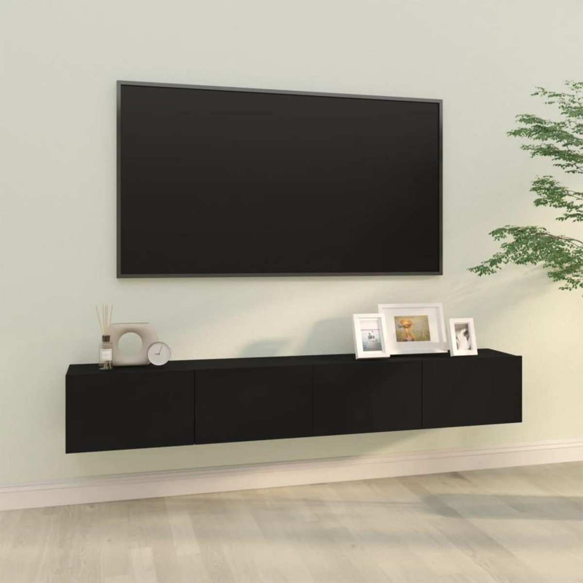 VIDAXL Meubles TV muraux 2 pcs noir 100x30x30 cm bois d'ingenierie