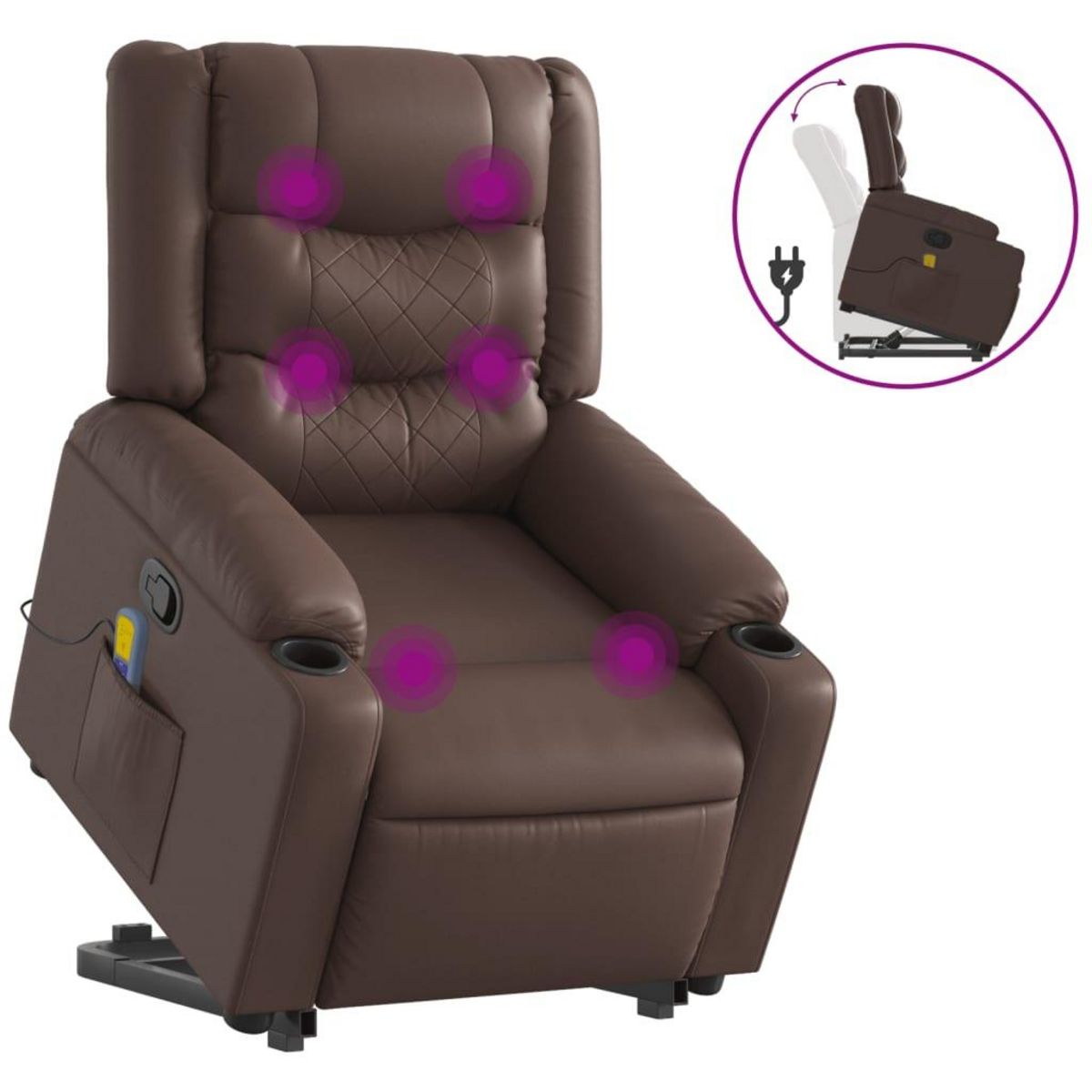 VIDAXL Fauteuil inclinable de massage Marron Similicuir