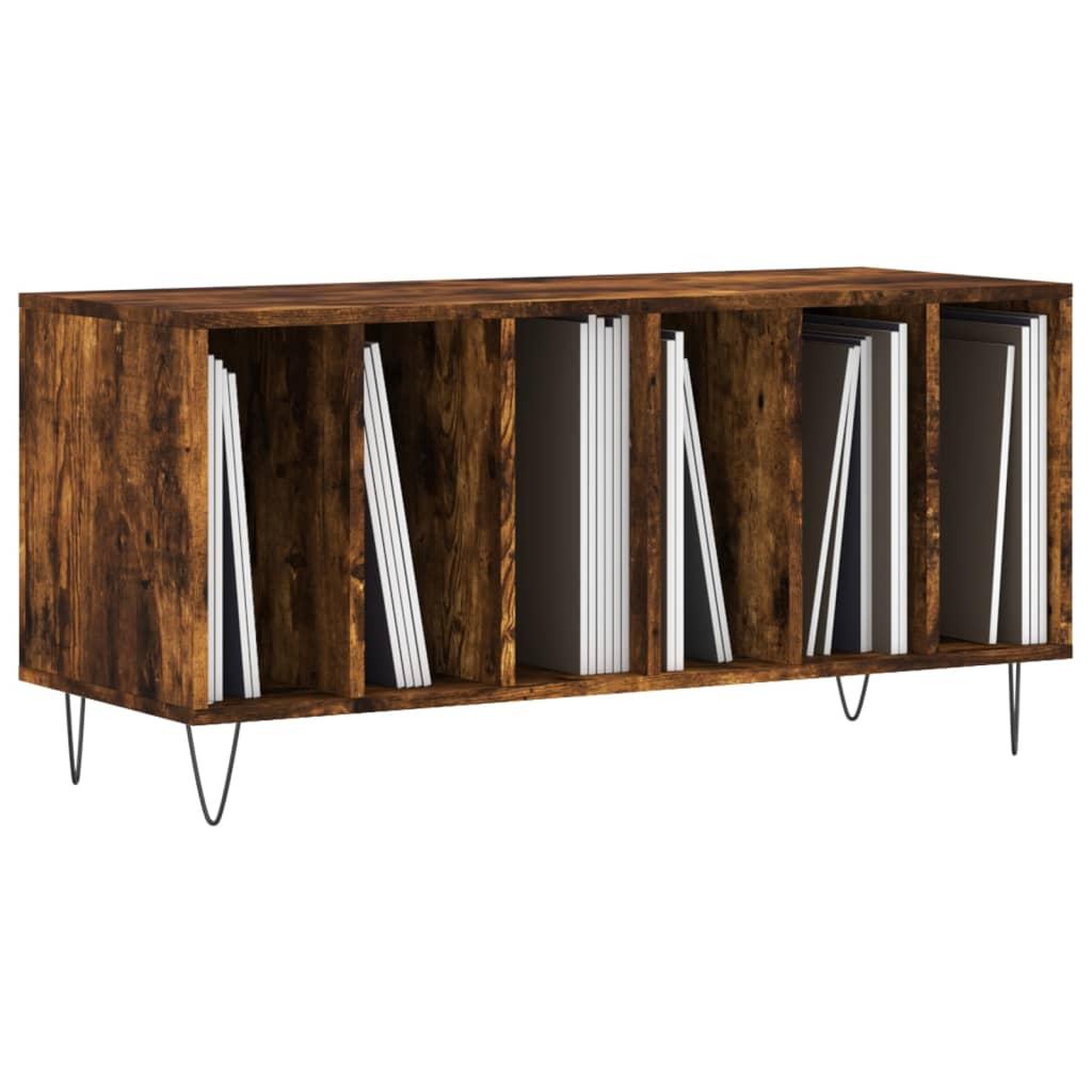 Voir la diapositive 3 : VIDAXL Armoire a disques chene fume 100x38x48 cm bois d'ingenierie