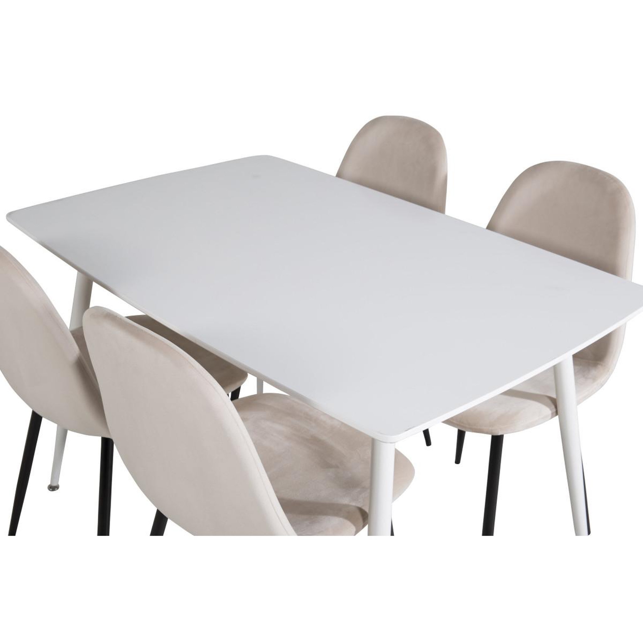 Voir la diapositive 5 : Paris Prix Ensemble table à manger & 4 chaises  polar  120cm blanc & beige