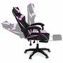 Voir la diapositive 3 : ID MARKET Fauteuil de gaming ALEX réglable avec repose-pied, coussin de tête et coussin lombaire noir et rose
