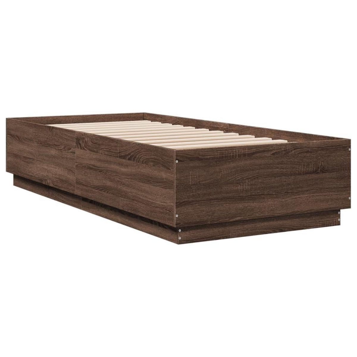 VIDAXL Cadre de lit avec LED sans matelas chene marron 100x200 cm