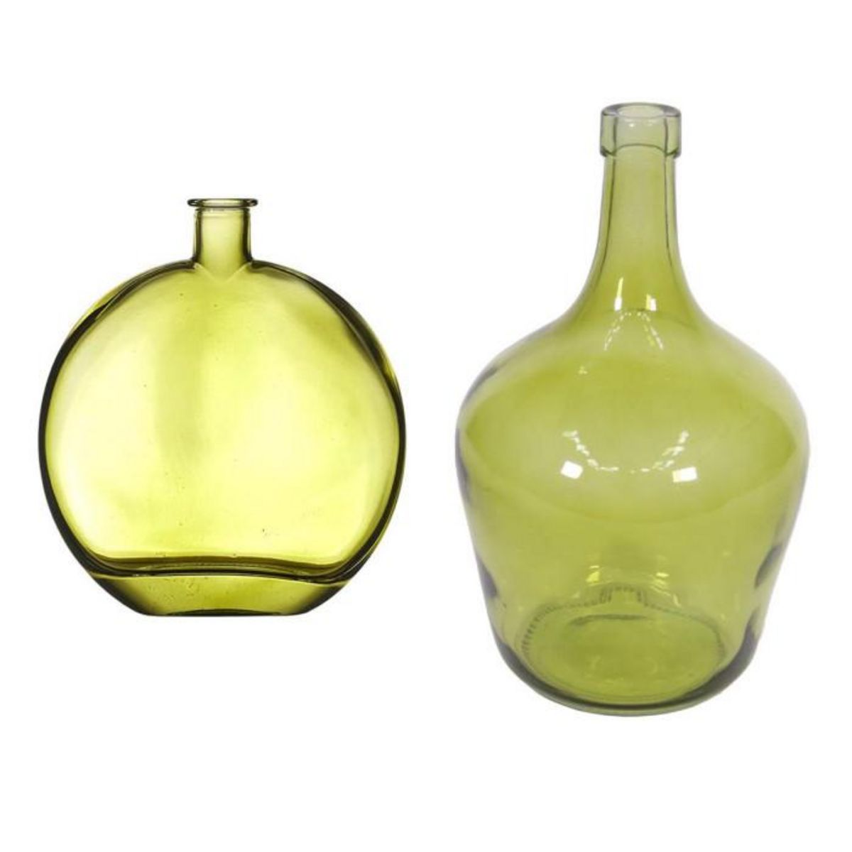 Paris Prix Lot de 2 Vases en Verre  Bonbonne  25cm Vert