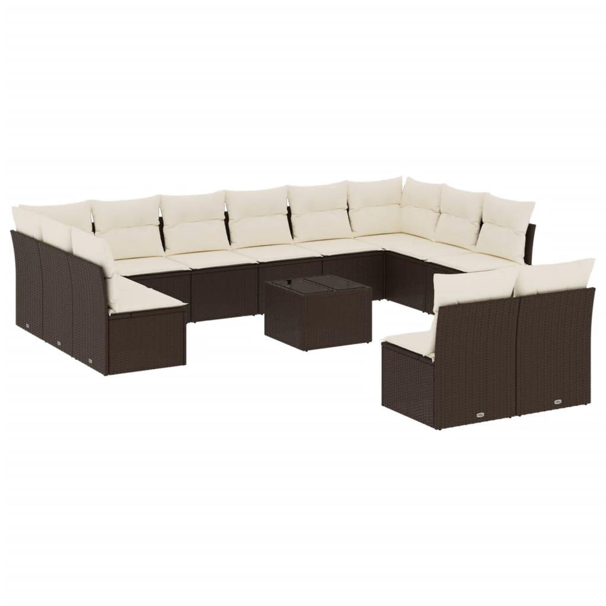 Voir la diapositive 2 : VIDAXL Salon de jardin avec coussins 13 pcs marron resine tressee