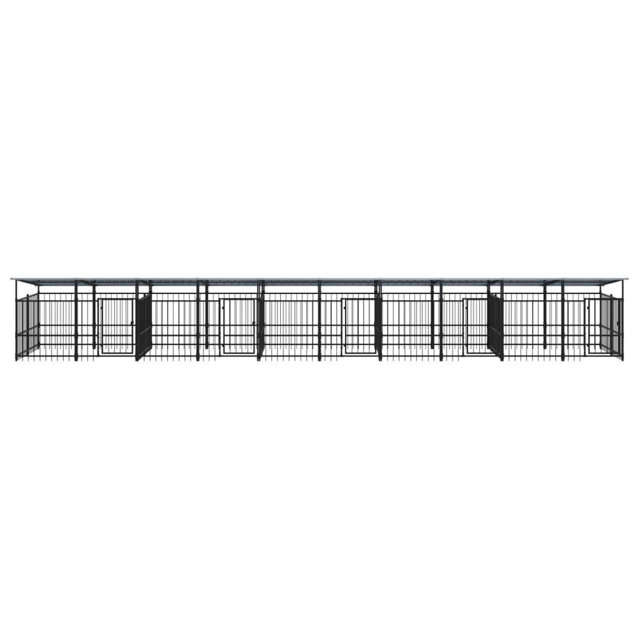 Voir la diapositive 3 : VIDAXL Chenil d'exterieur avec toit pour chiens Acier 18,77 m²