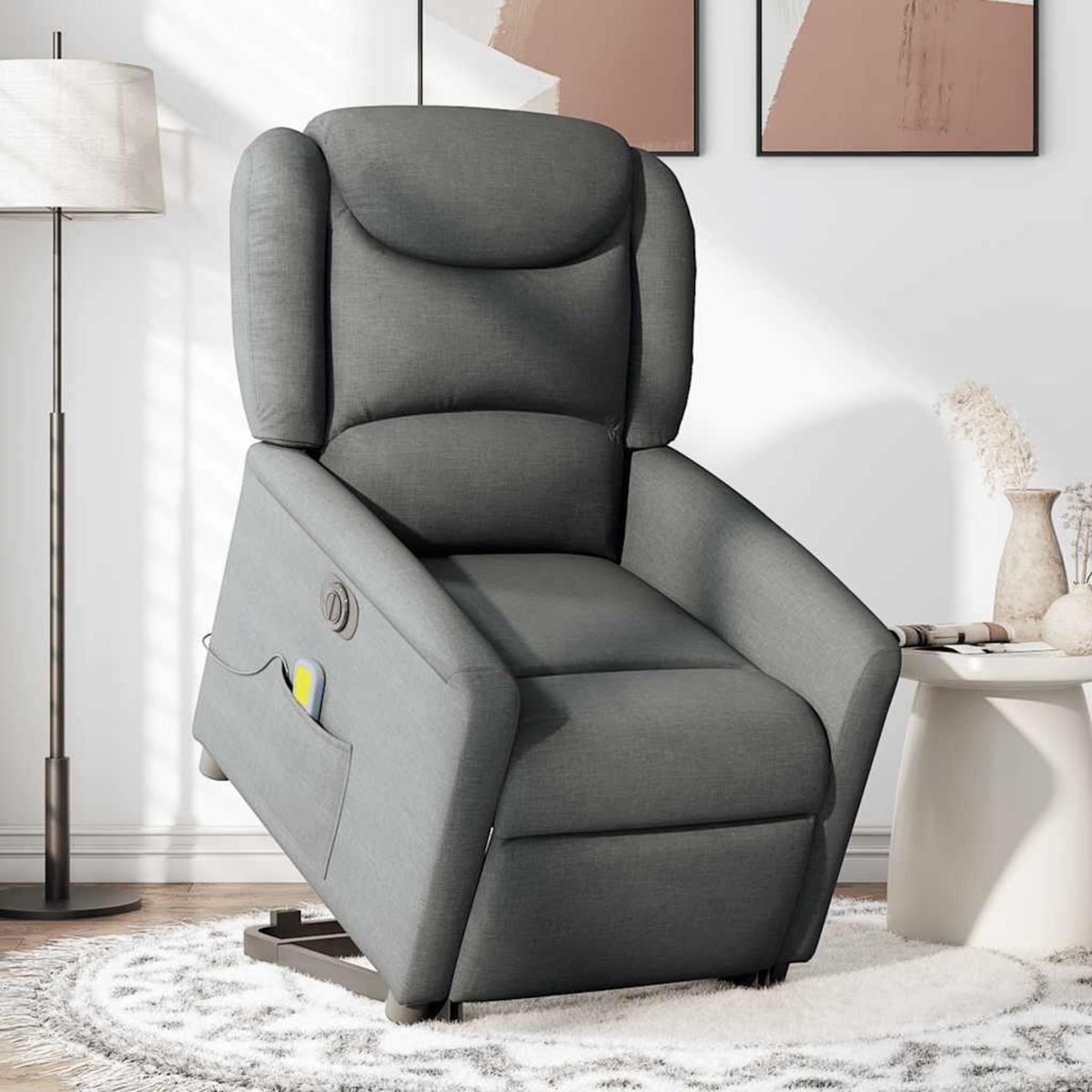 VIDAXL Fauteuil inclinable de massage electrique Gris fonce Tissu
