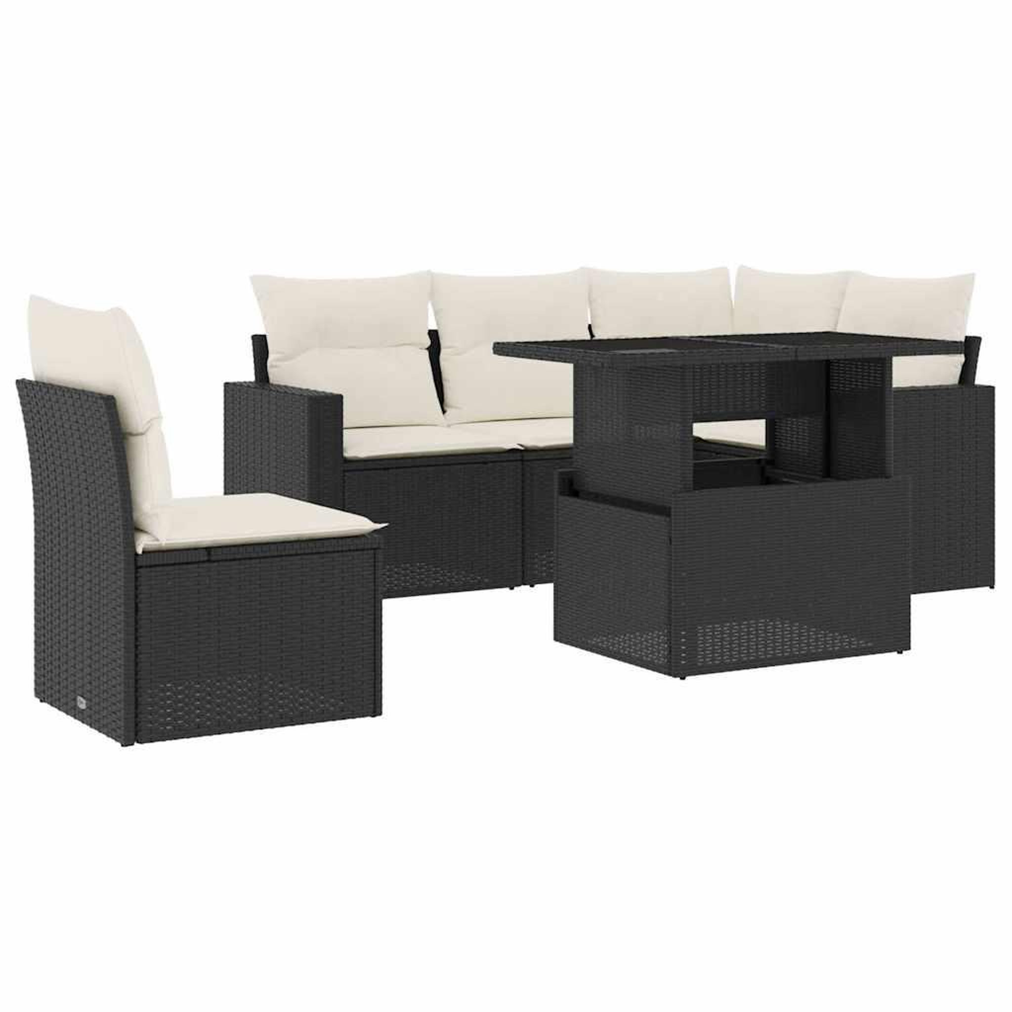 Voir la diapositive 2 : VIDAXL Salon de jardin 6 pcs avec coussins noir resine tressee