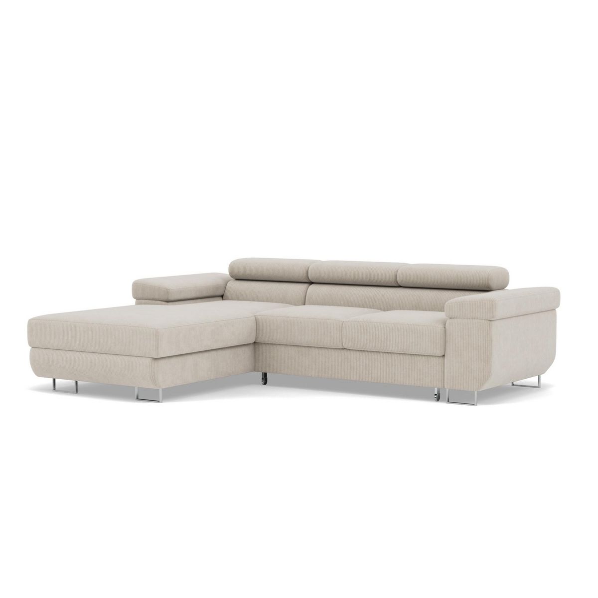 BEST MOBILIER Pablo - canapé d'angle gauche - 6 places - convertible avec coffre et têtières réglables - en velours côtelé