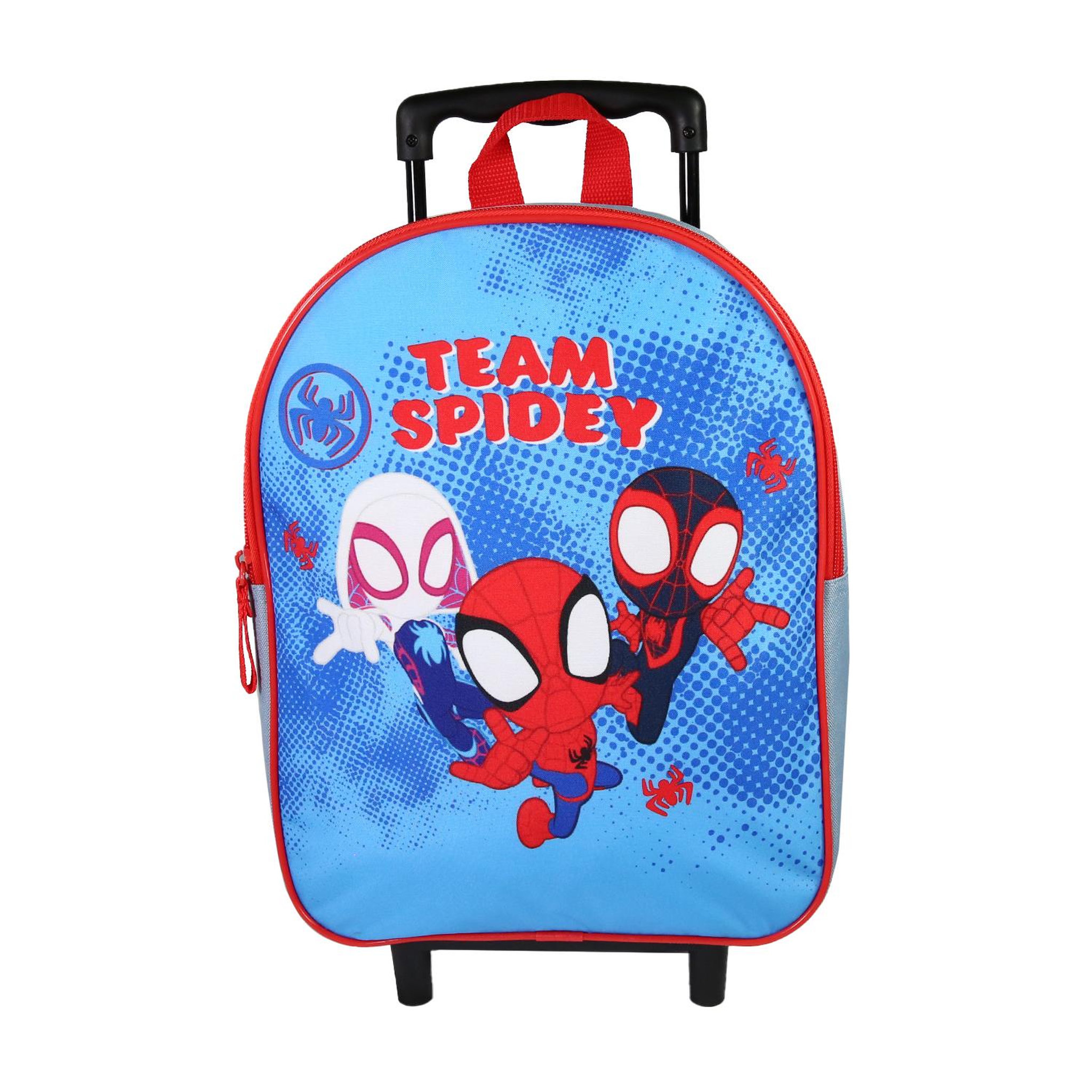 Bagtrotter Bagtrotter - Spiderman - Sac à Dos Scolaire à Roulettes  - Bleu Ciel - 1 Compartiment Zippé - Bretelles Matelassées - 25x12x32cm - Matière Polyester - Sac à Dos Scolaire Maternelle