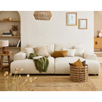 LISA DESIGN Garance - canapé droit 4 places double méridienne - assise profonde - en velours côtelé. Coloris disponibles : Orange, Vert, Gris, Bleu, Beige