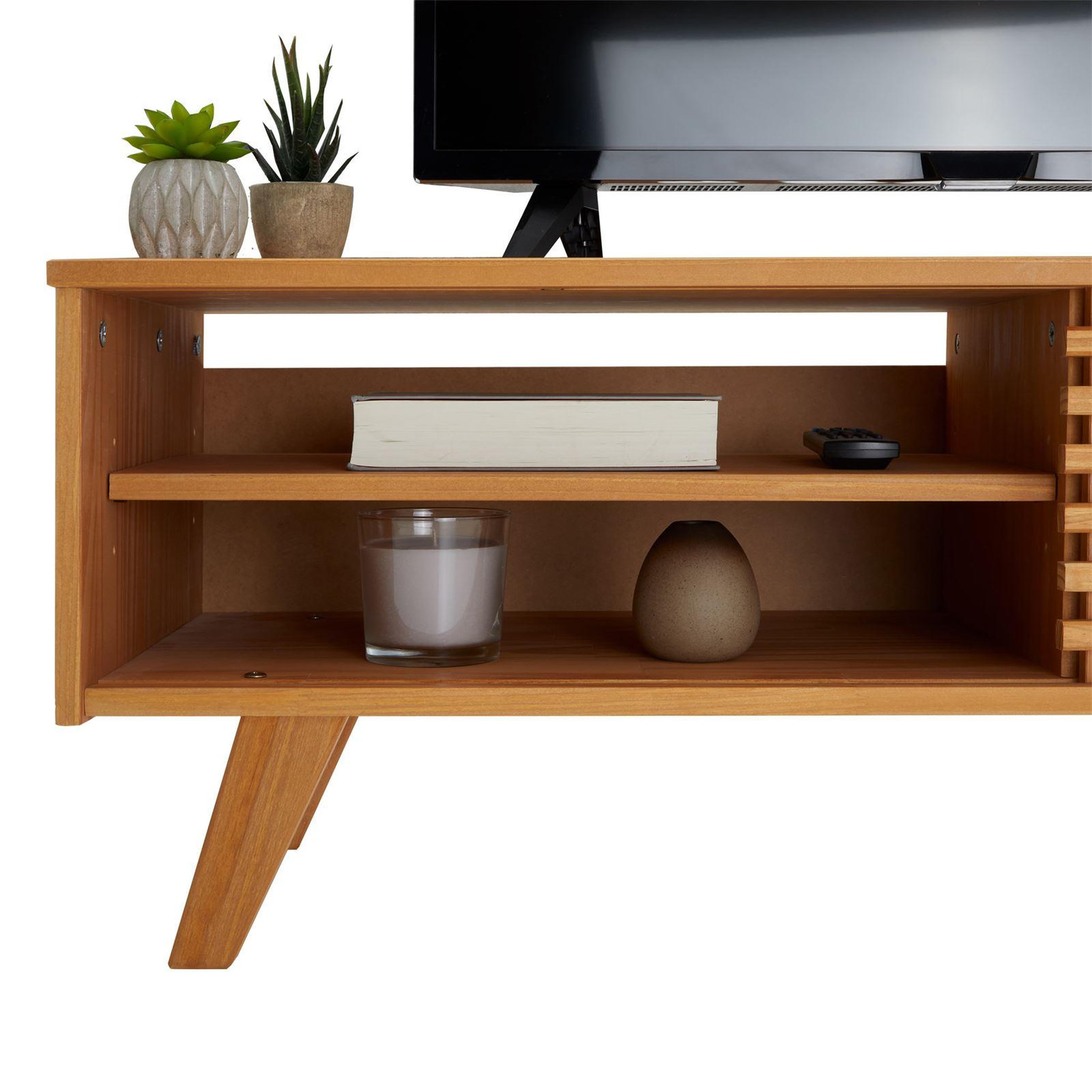 Voir la diapositive 6 : IDIMEX Meuble TV SEAN, 4 niches en pin massif