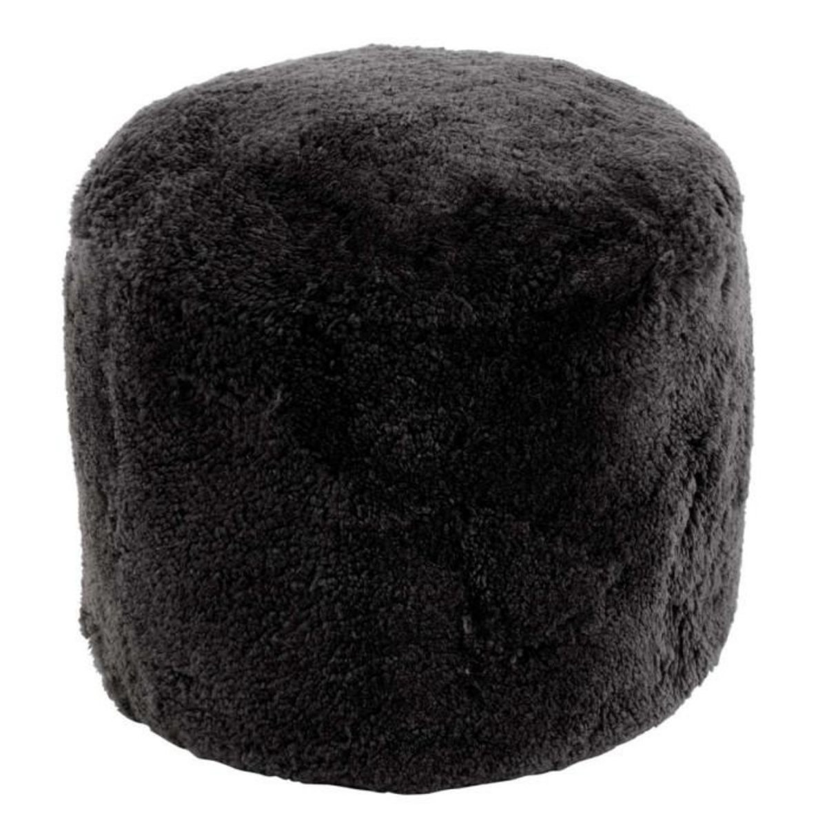Paris Prix Pouf Rond Déco  Peau de Mouton  45cm Gris Foncé