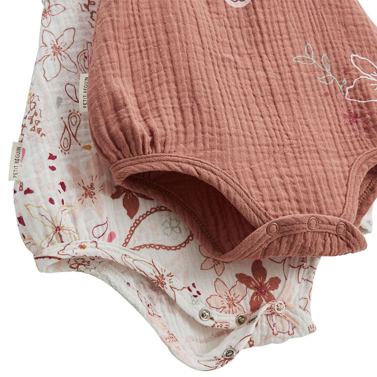 Petit Béguin Lot de 2 barboteuses bloomer bébé en gaze de coton Arizona