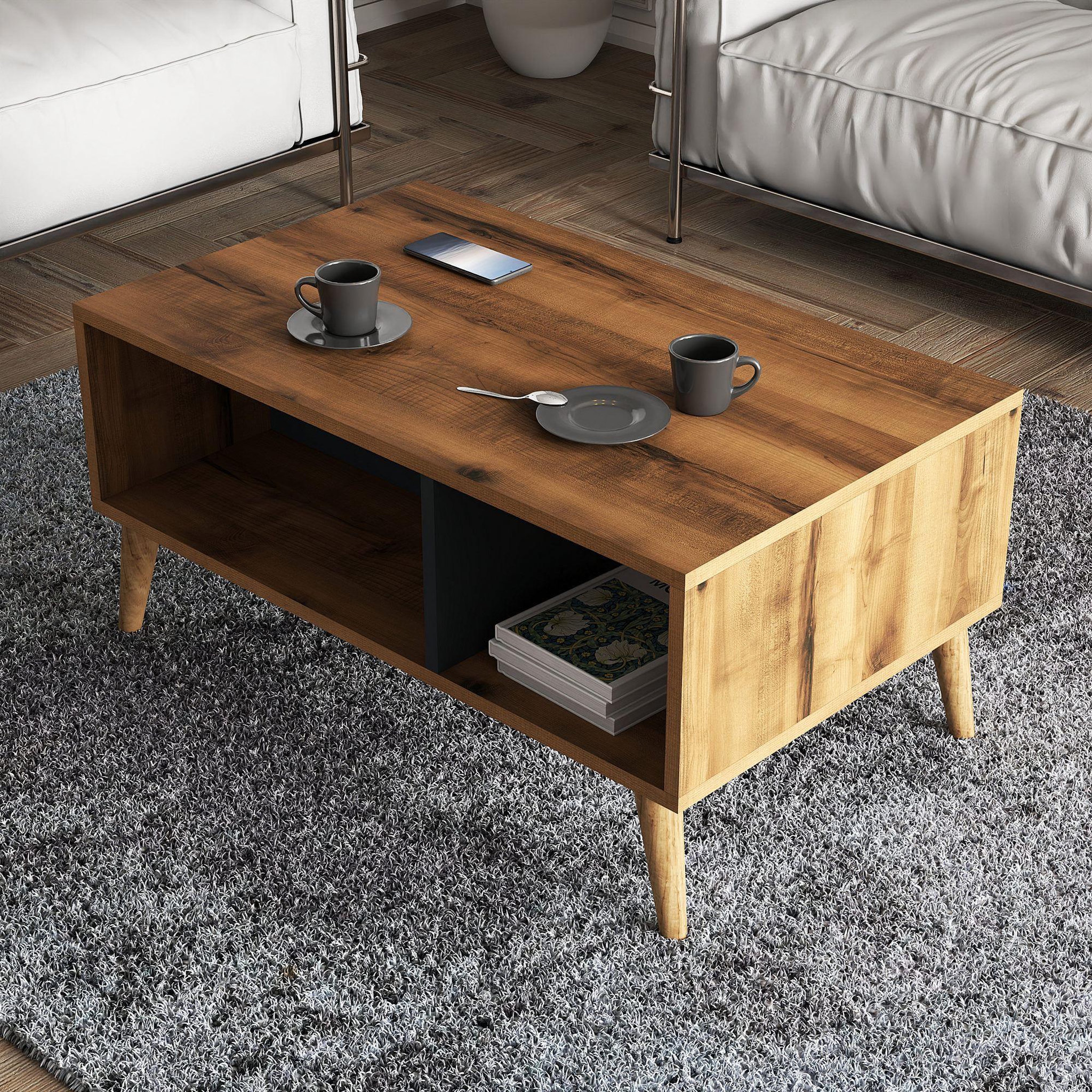 Voir la diapositive 4 : Habitat et Jardin Table basse en bois  Exxen  - 90 x 41 x 54 cm - Gris anthracite