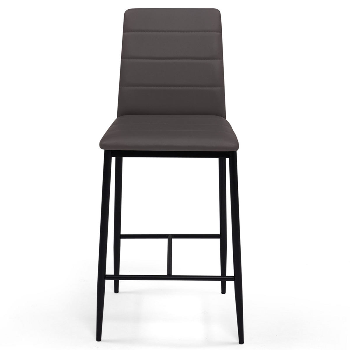 ID MARKET Lot de 4 tabourets ROMANE en PVC gris design contemporain chaises de bar rembourrées
