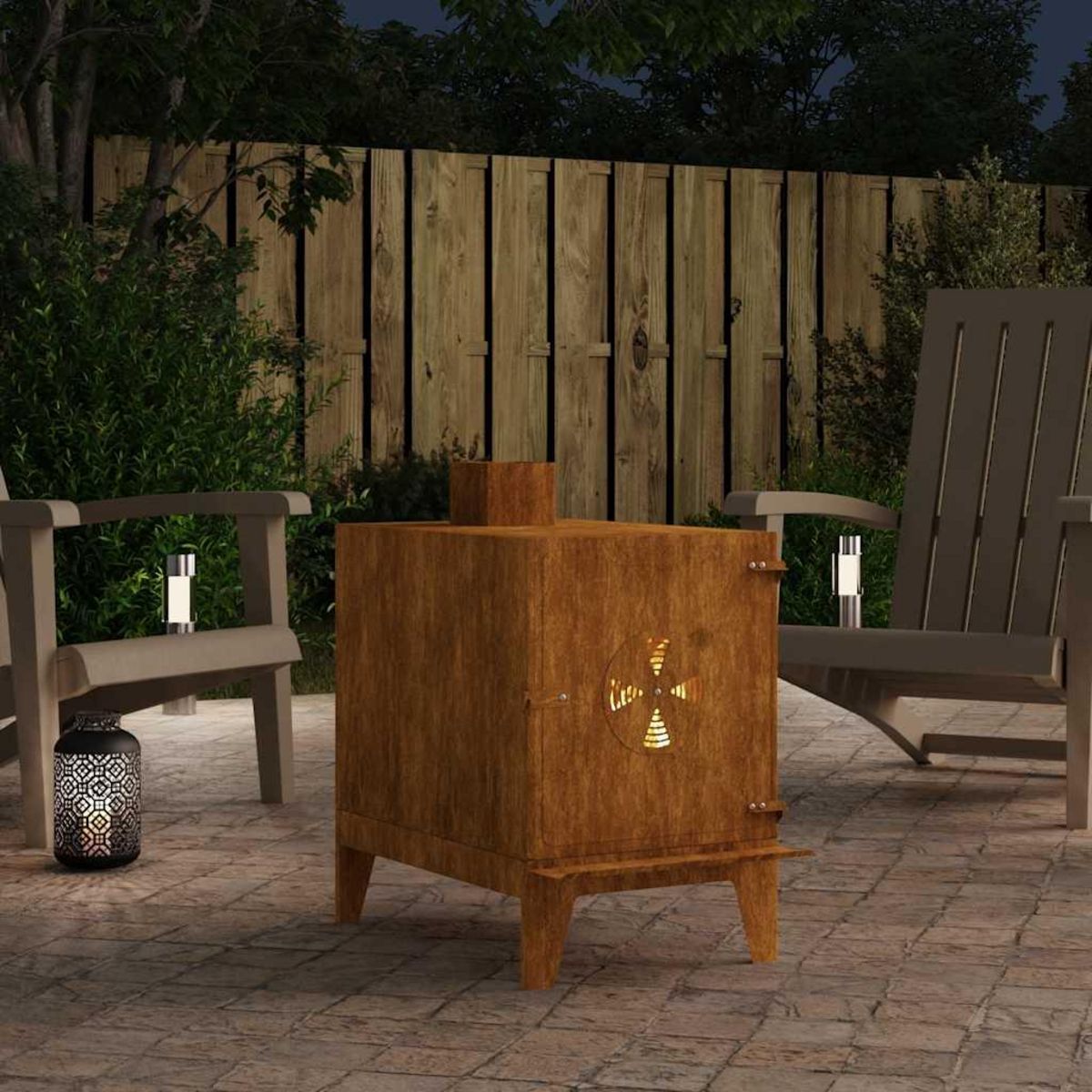 VIDAXL Rechaud de camping 35x50x60 cm acier corten