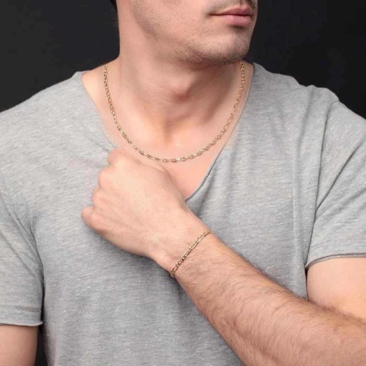 L'ATELIER D'AZUR Collier Grain de Café Or Jaune - Homme - 55cm