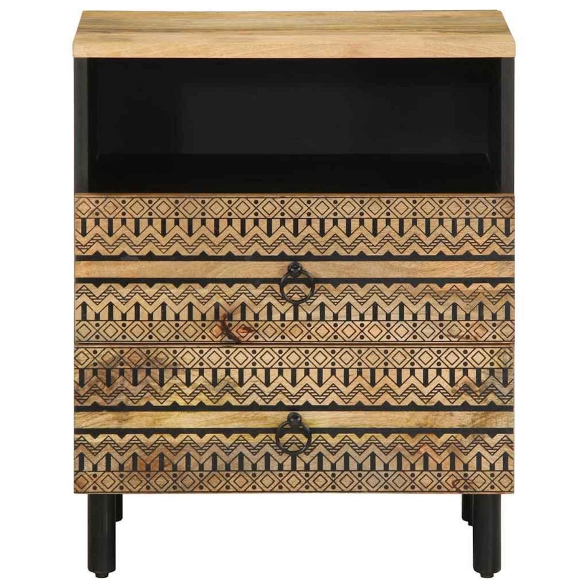 VIDAXL Table de chevet noir 50x33x62 cm bois de manguier massif brut