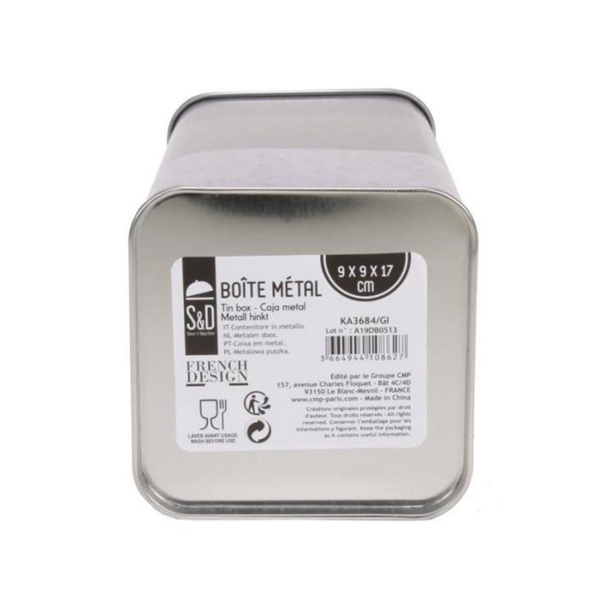 Paris Prix Boîte à Sel en Métal  Relief Vintage  17cm Gris