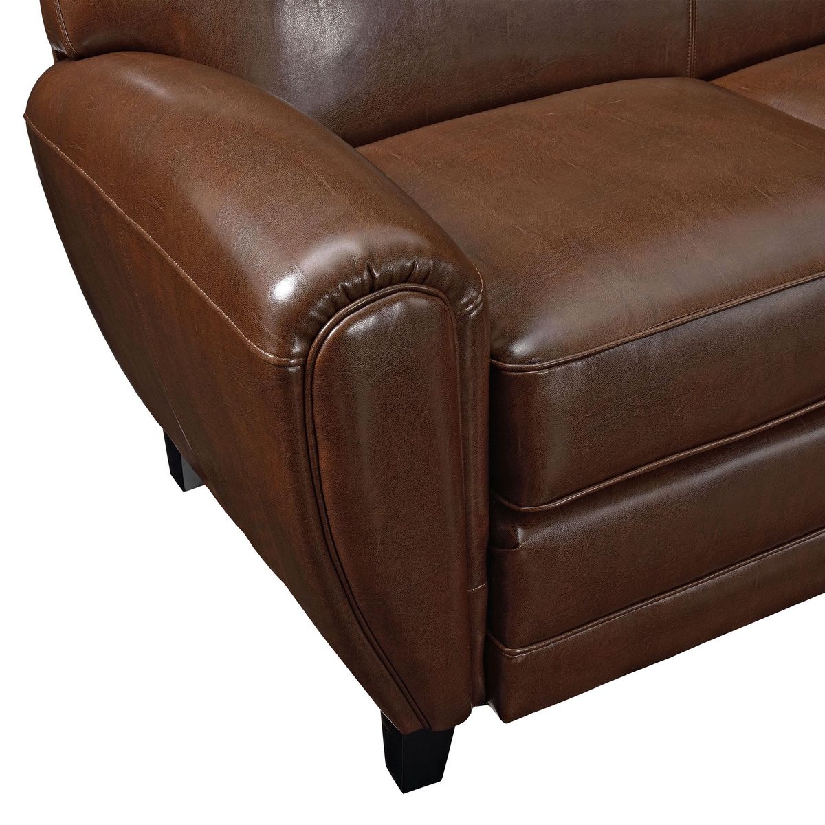 Rendez vous déco Canapé 3 places marron en croute de cuir enduite - Club