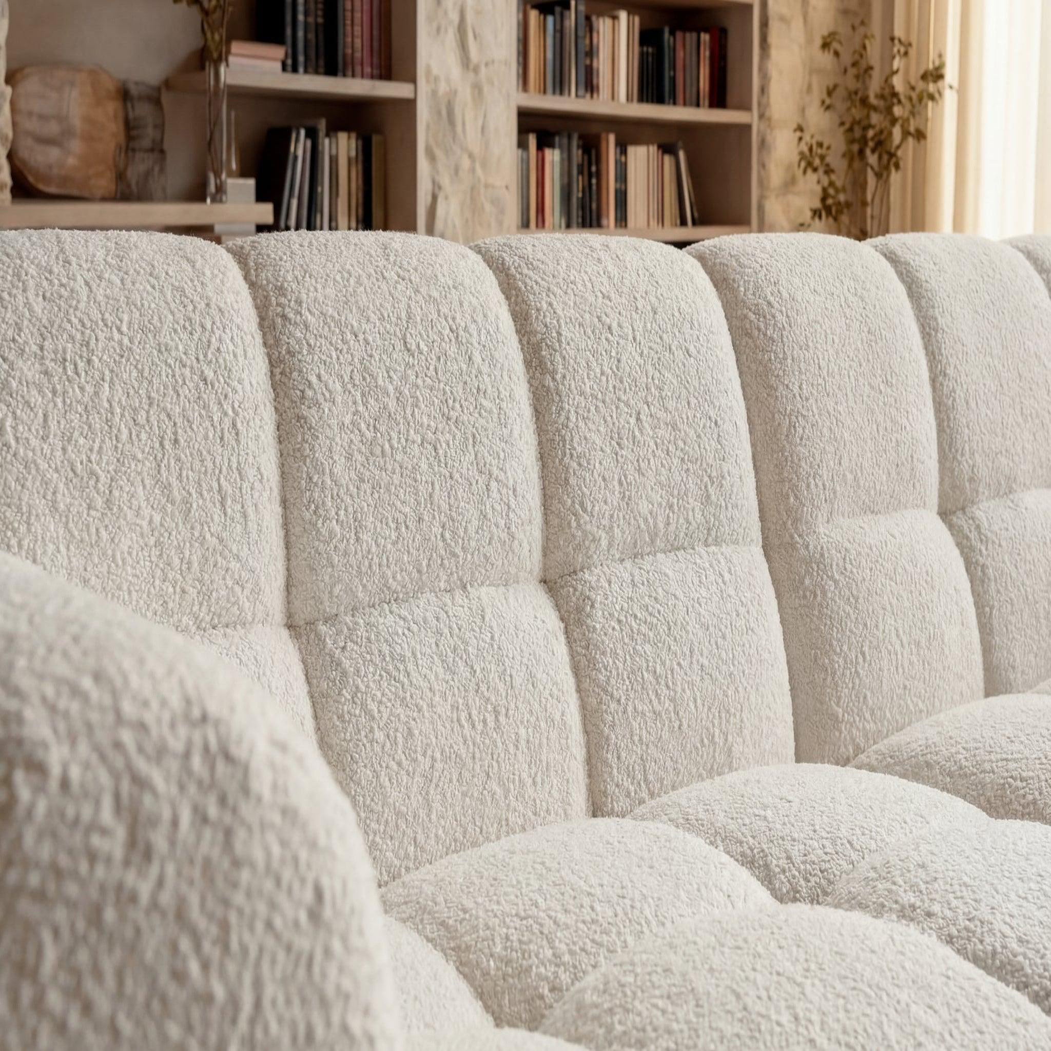 Voir la diapositive 6 : CASANOVA PARIS Alexia mini - canapé d'angle tissu bouclette 3 places