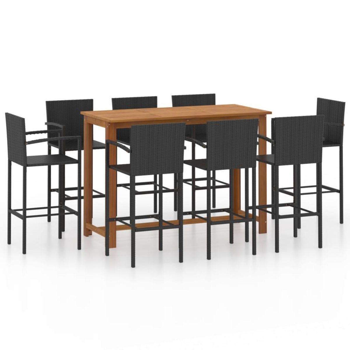 VIDAXL Ensemble de bar de jardin 9 pcs noir