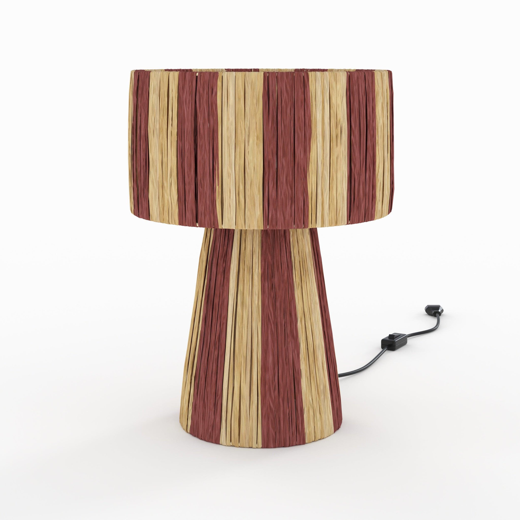MAISON PAVANE Lampe rayée terracotta en feuille de palmier-Soléa