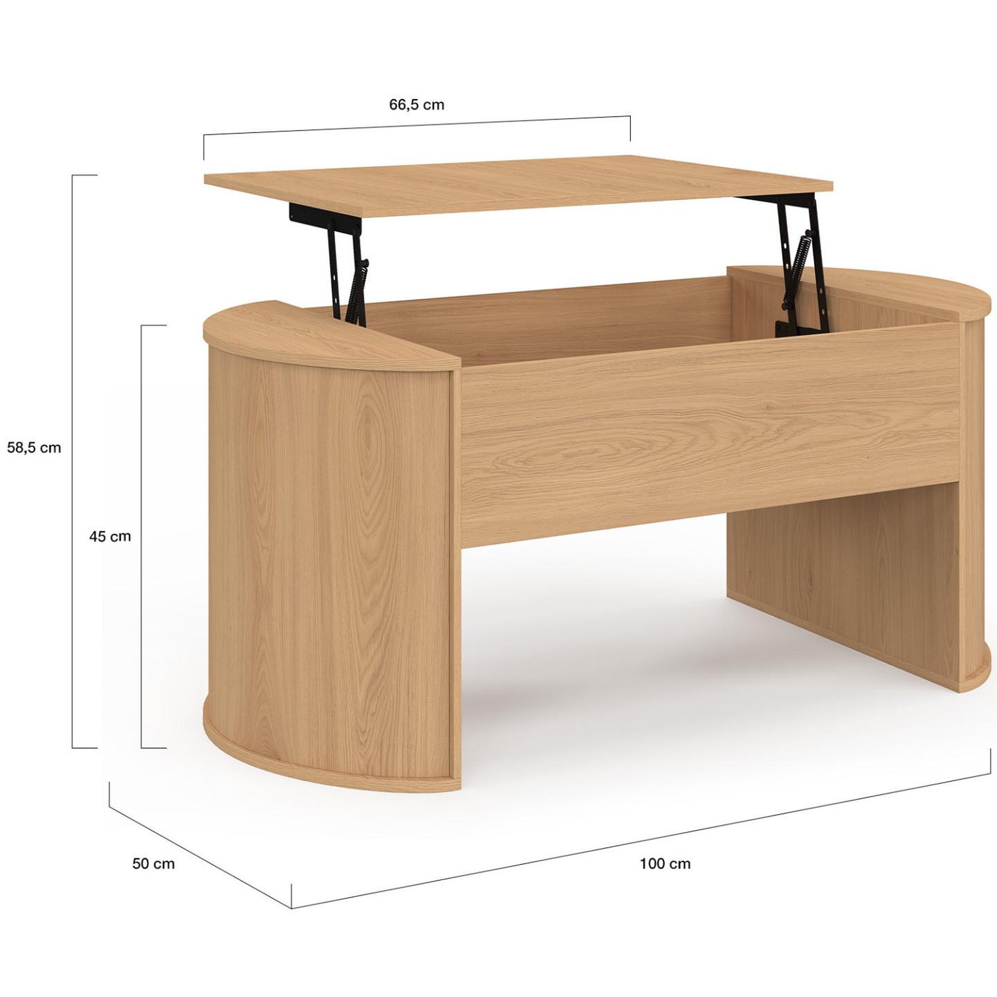 Voir la diapositive 6 : ID MARKET Table basse ovale plateau relevable divia 100 cm bois façon hêtre design arrondi