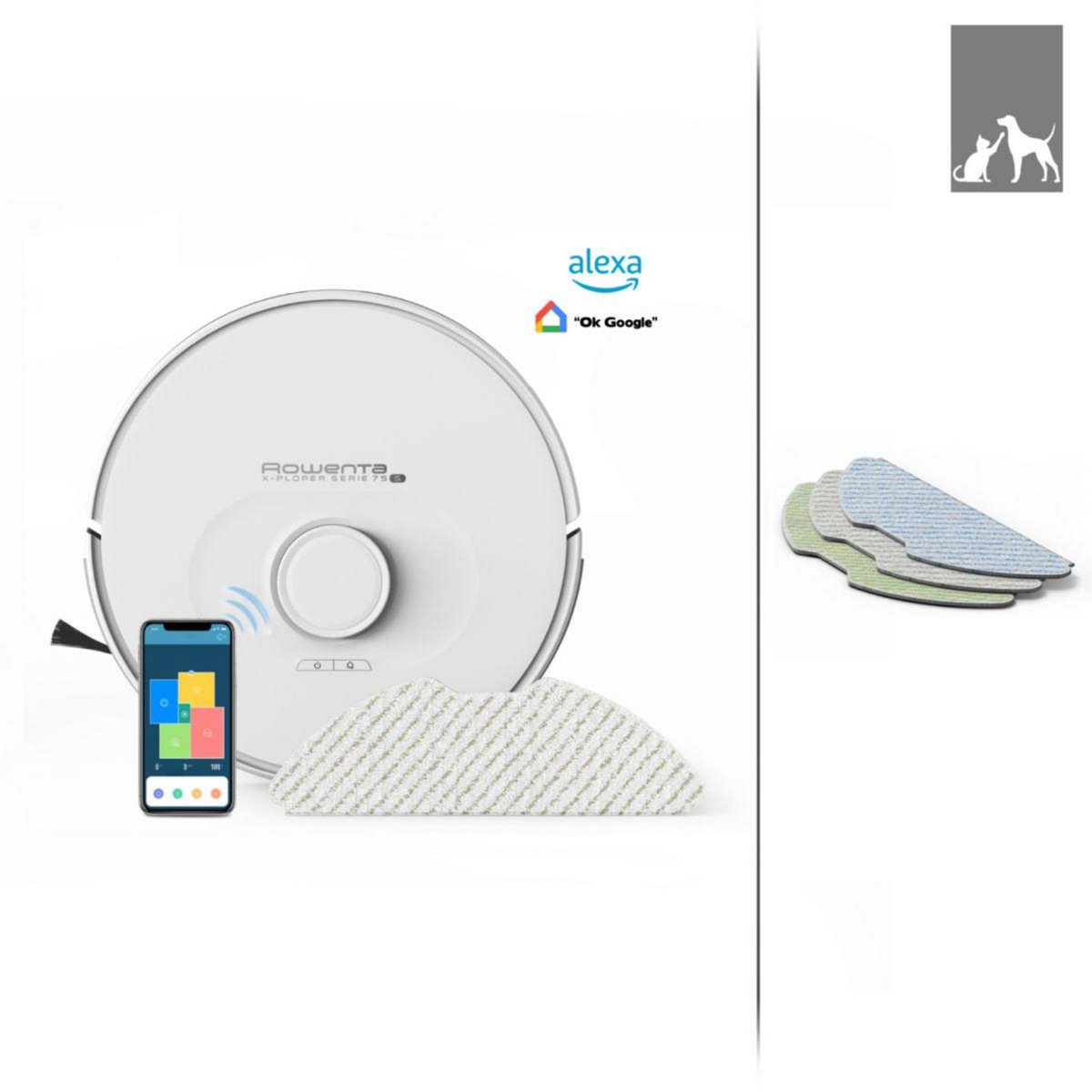 ROWENTA Robot Aspirateur Laveur RR8577WH X-Plorer série 75s