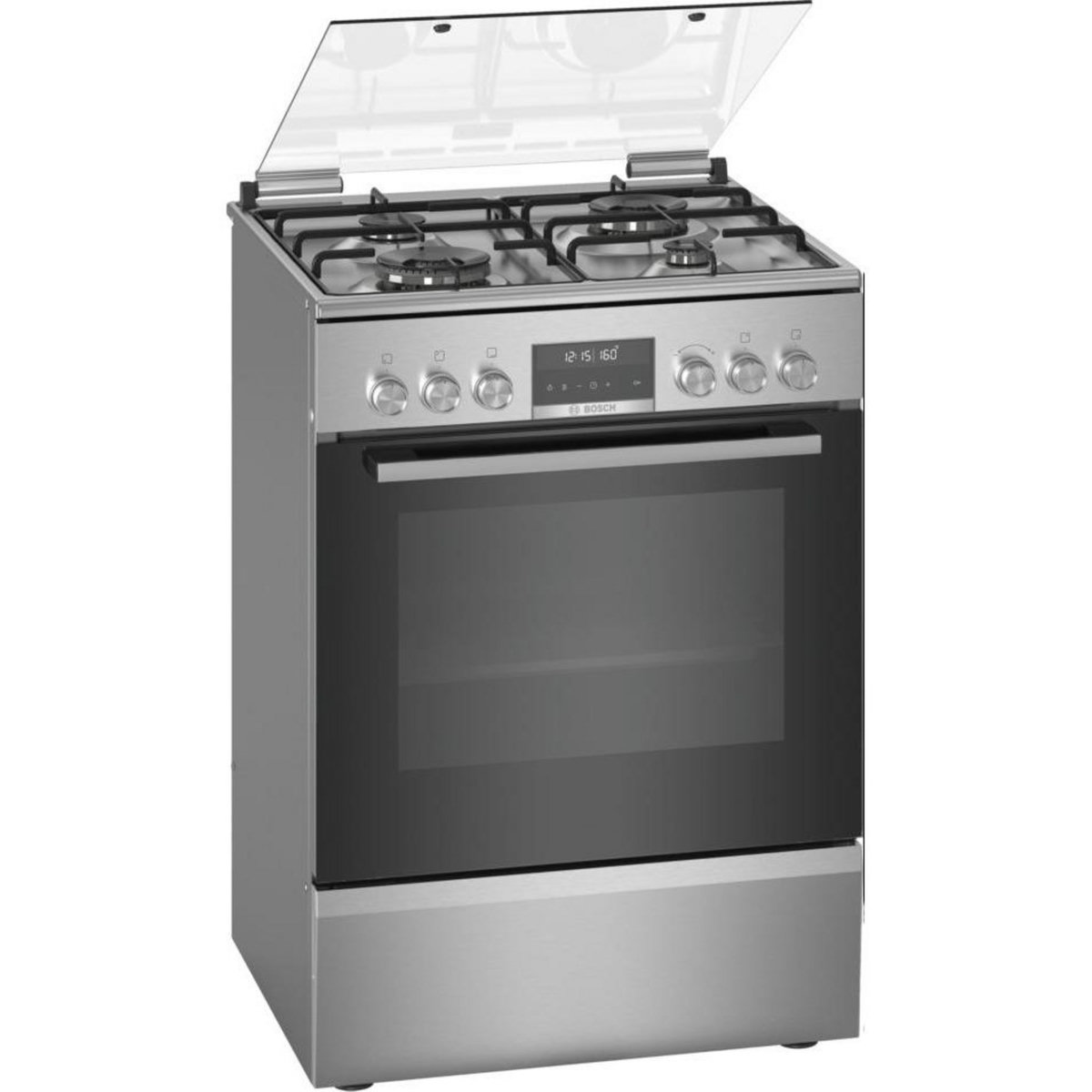 BOSCH Cuisinière gaz 63l 4 feux inox - hxs79rj50