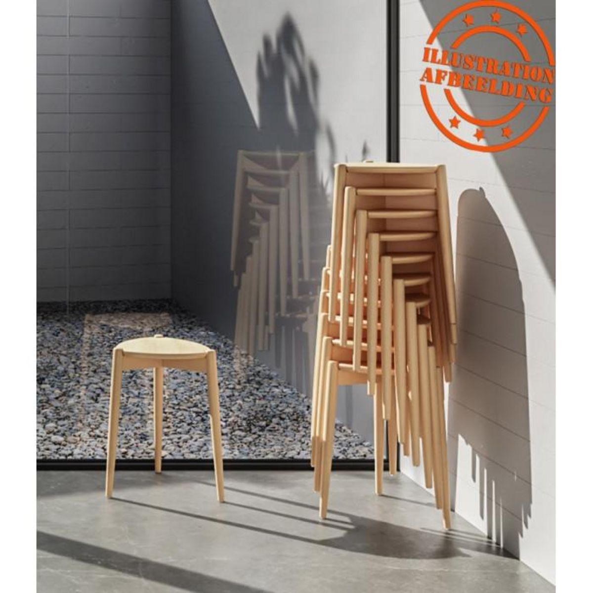 Paris Prix Tabouret Empilable en Bois  Garland  44cm Naturel