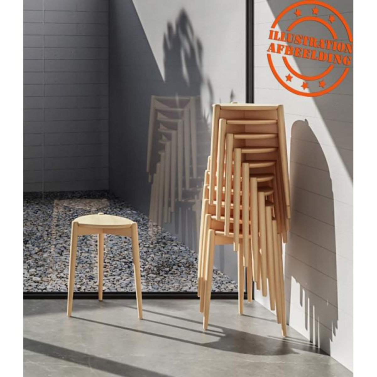 Paris Prix Tabouret Empilable en Bois  Garland  44cm Naturel