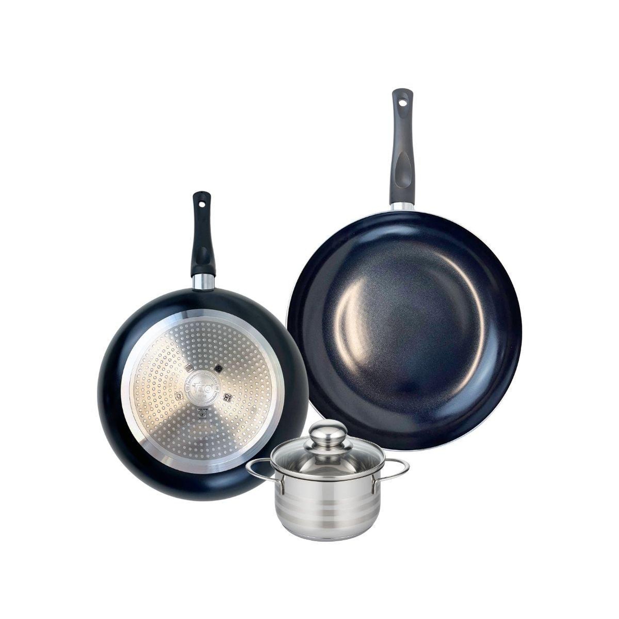ELO Ensemble de 2 poêles de cuisson 28 et 32 cm et 1 faitout 14 cm elo prima brillant