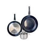 ELO Ensemble de 2 Poêles de cuisson 28 et 32 cm et 1 faitout 14 cm Elo Prima Brillant