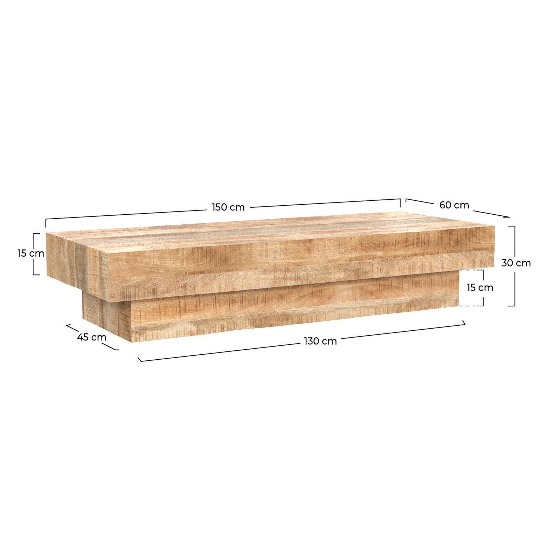 Voir la diapositive 4 : MAISON PAVANE Table basse rectangulaire en bois de manguier-aréto