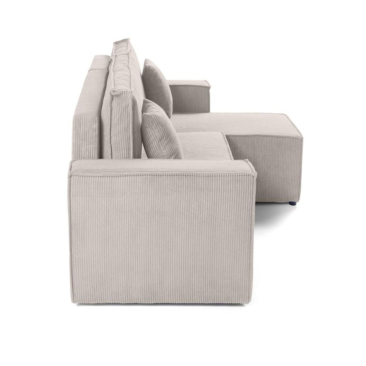 BEST MOBILIER Cezanne - canapé d'angle réversible - 4 places - convertible avec coffre - en velours côtelé