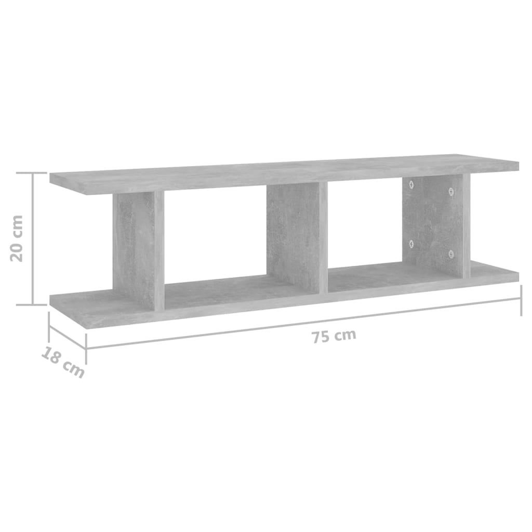 Voir la diapositive 6 : VIDAXL Etageres murales 2 pcs Gris beton 75x18x20 cm bois d'ingenierie