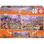 EDUCA Puzzle 2x100 Animaux sauvages