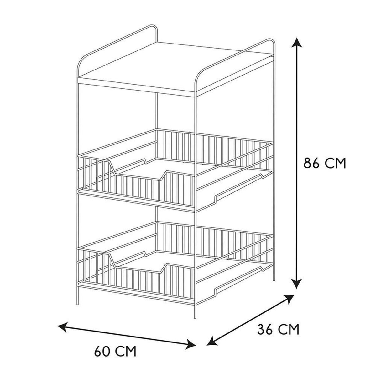 The Home Deco Factory Desserte à roulettes étagère 2 tiroirs
