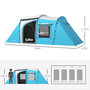 Voir la diapositive 3 : OUTSUNNY Tente de camping 3-4 pers. 2 chambres 4 portes 4 fenêtres sac bleu