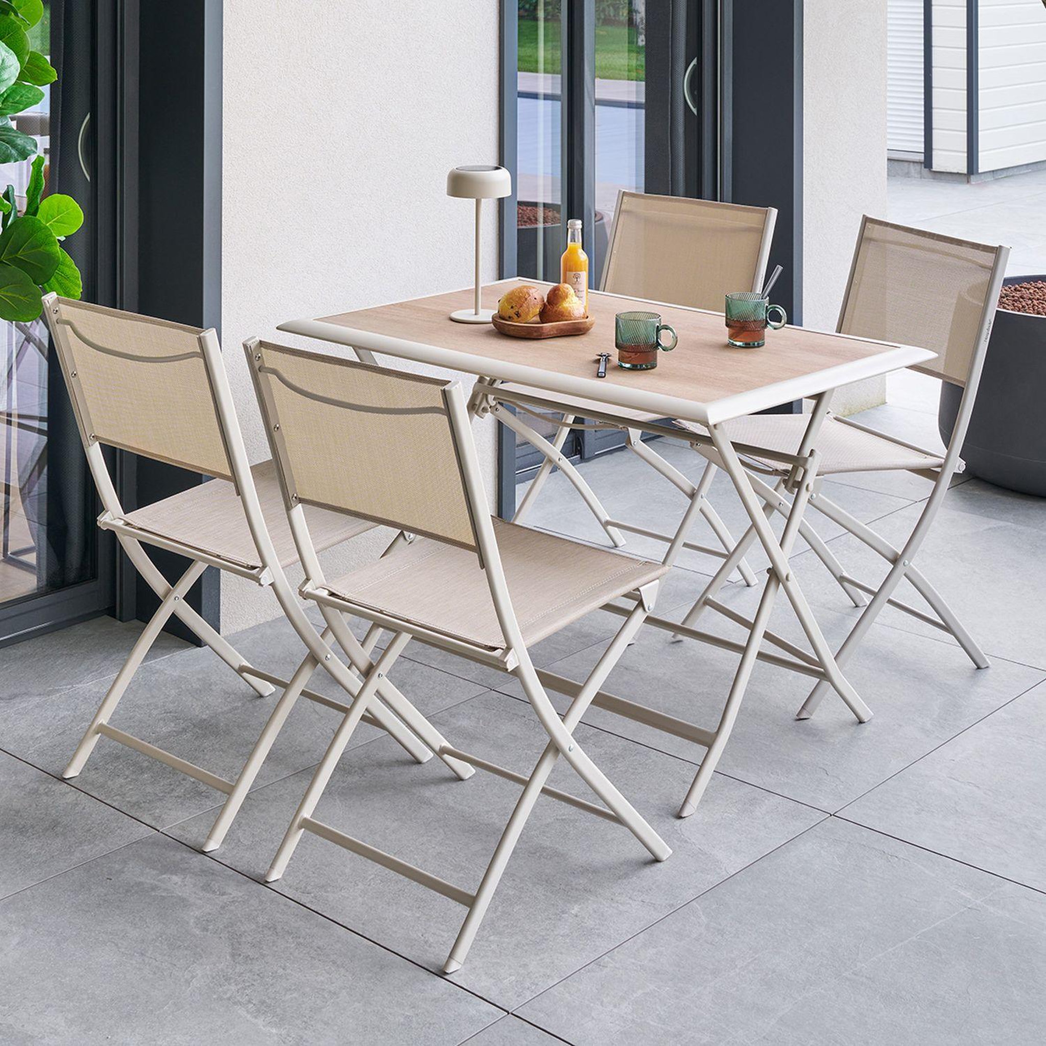 Voir la diapositive 2 : HESPERIDE Table de jardin pliante carrée 4 places azua