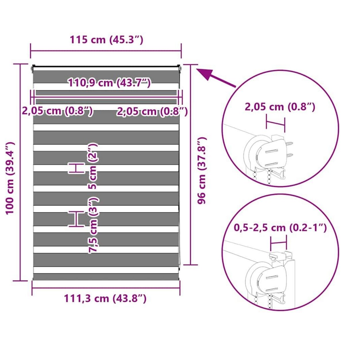 VIDAXL Store zebre marron sable largeur du tissu 110,9 cm polyester