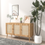 Voir la diapositive 5 : CONCEPT USINE Buffet effet bois et cannage 3 portes 120 cm CANGE