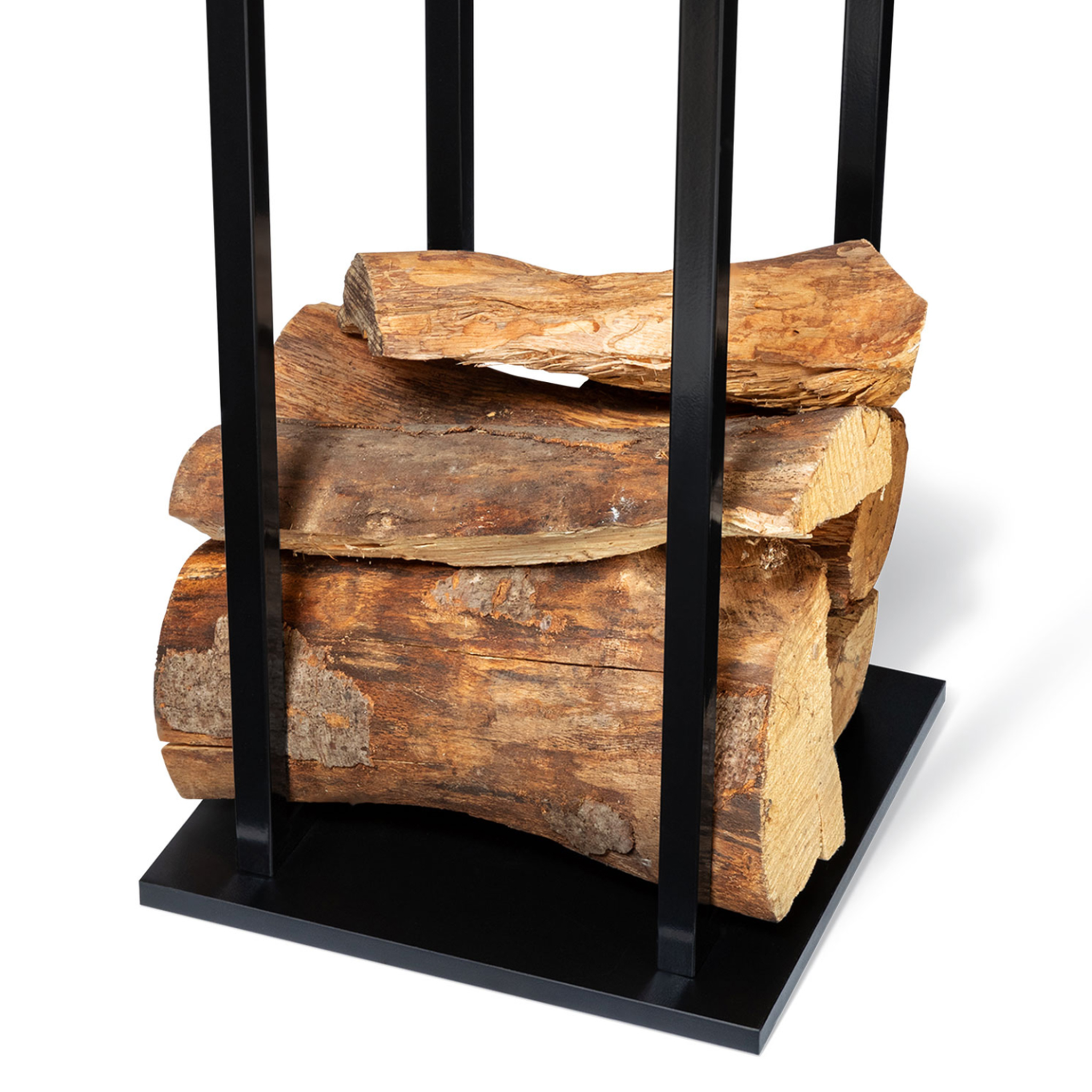 Voir la diapositive 4 : ID MARKET Range bûches vertical acier noir avec étagère h.112 cm pour cheminée