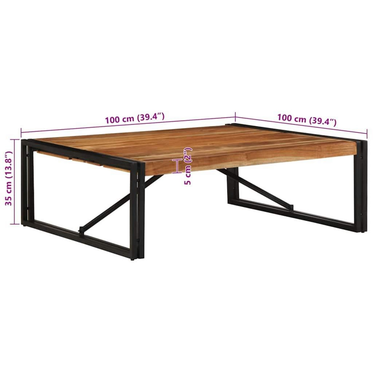 VIDAXL Table basse 100x100x35 cm bois massif acacia