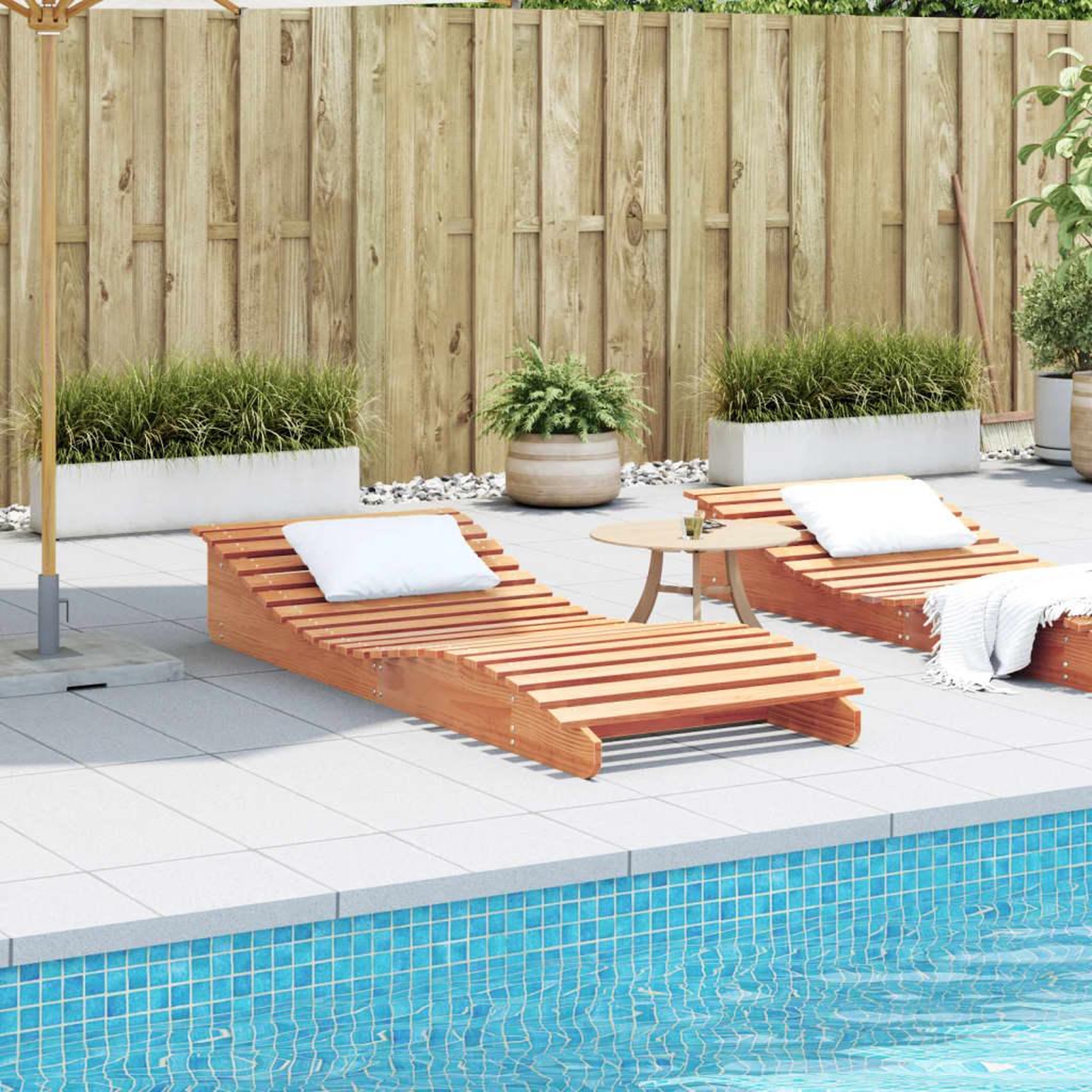 Voir la diapositive 3 : VIDAXL Chaise longue cire marron 205x80x31,5 cm bois massif de pin