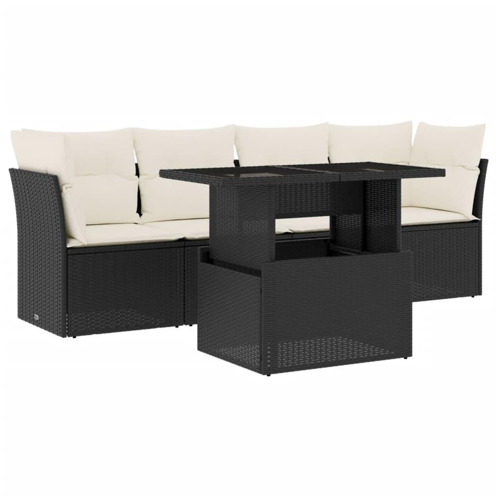 Voir la diapositive 2 : VIDAXL Salon de jardin 5 pcs avec coussins noir resine tressee
