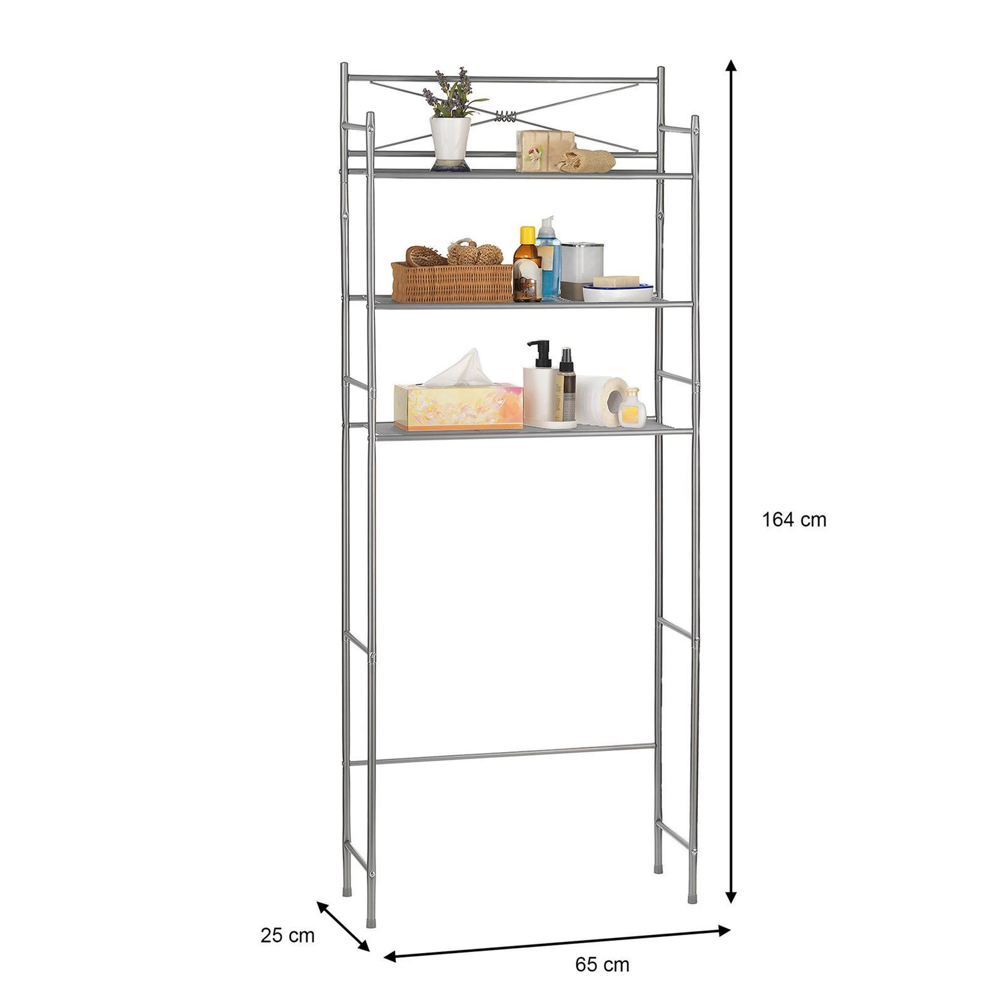 Voir la diapositive 4 : IDIMEX Etagère de salle de bain marsa, rangement pour wc/lave-linge, en métal