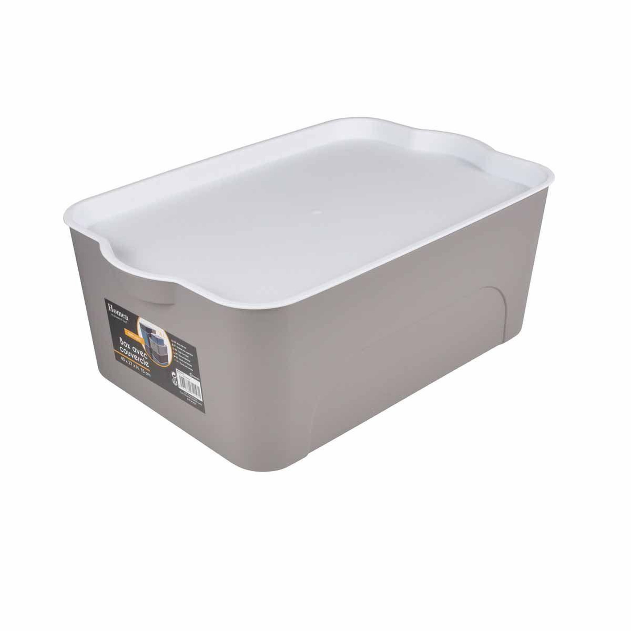 Voir la diapositive 2 : HOMEA Boîte de rangement déco  pratique  16l taupe